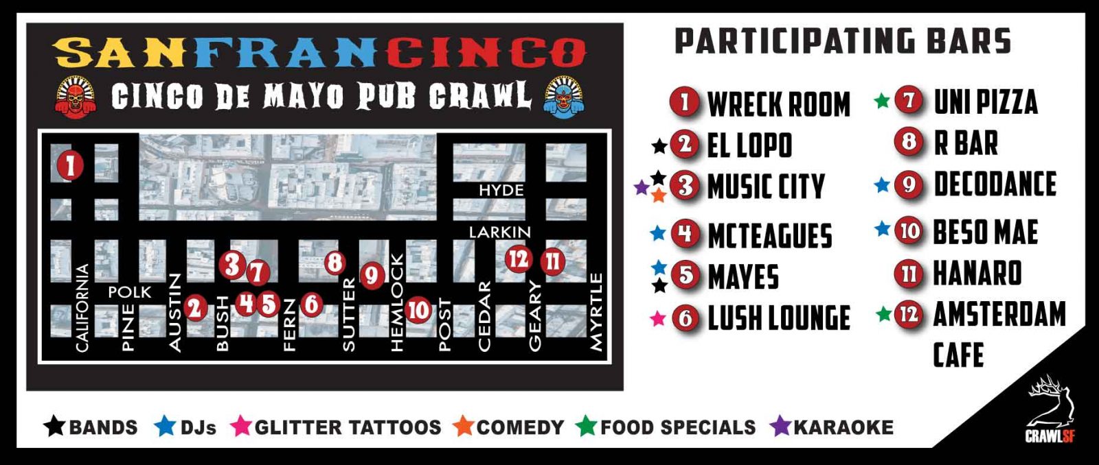 Cinco De Mayo Pub Crawl Map 2025
