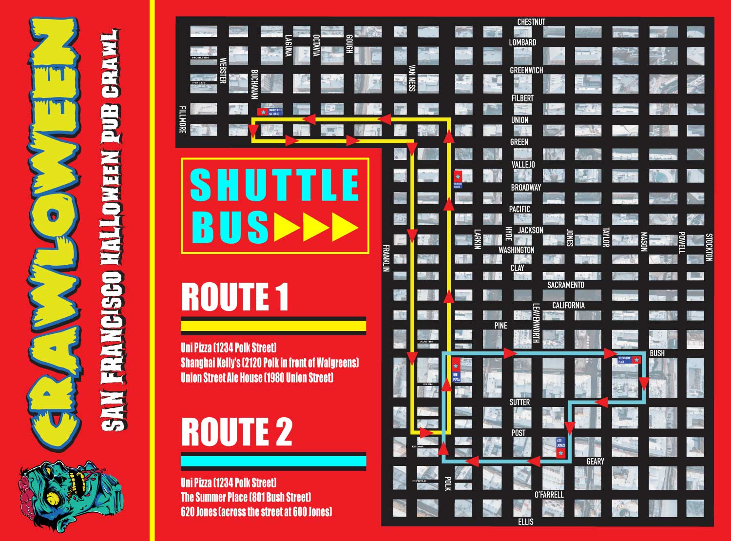 Crawloween 2025 Shuttle Bus Routes